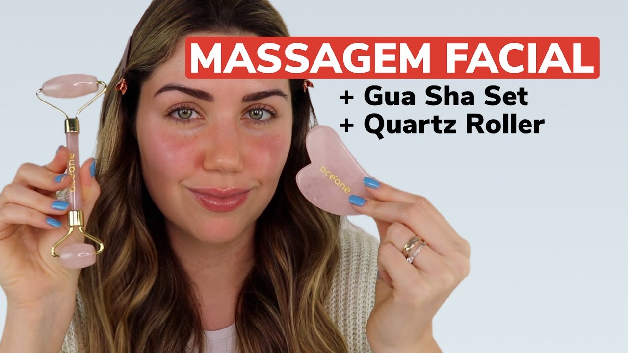 MASSAGEM FACIAL: GUA SHA SET E QUARTZ ROLLER OCÉANE