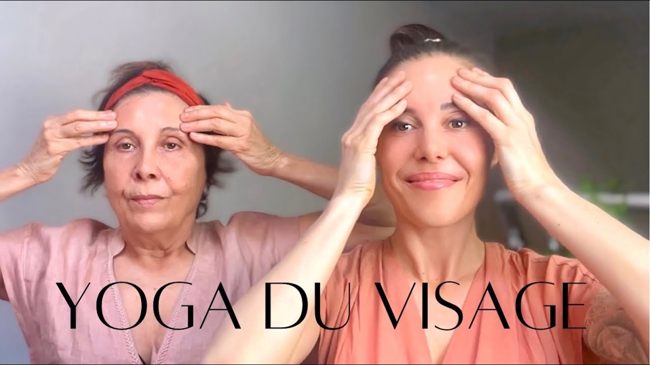 Yoga du visage contre la ride du lion et les rides horizontales du front
