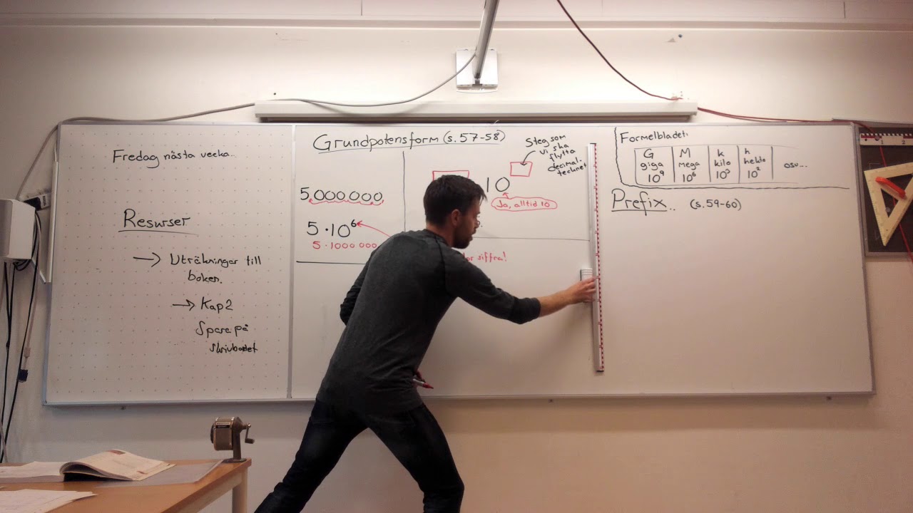 Matematik 1b, 2.3. Tal i grundpotensform. SAMT: Prefix.