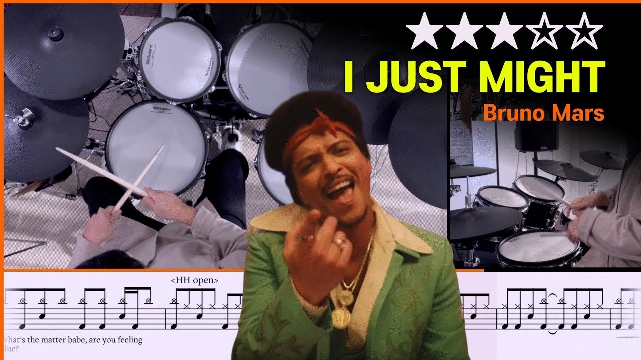 [Lv.12+] I Just Might - Bruno Mars (★★★☆☆) Drum Cover with Sheet Music