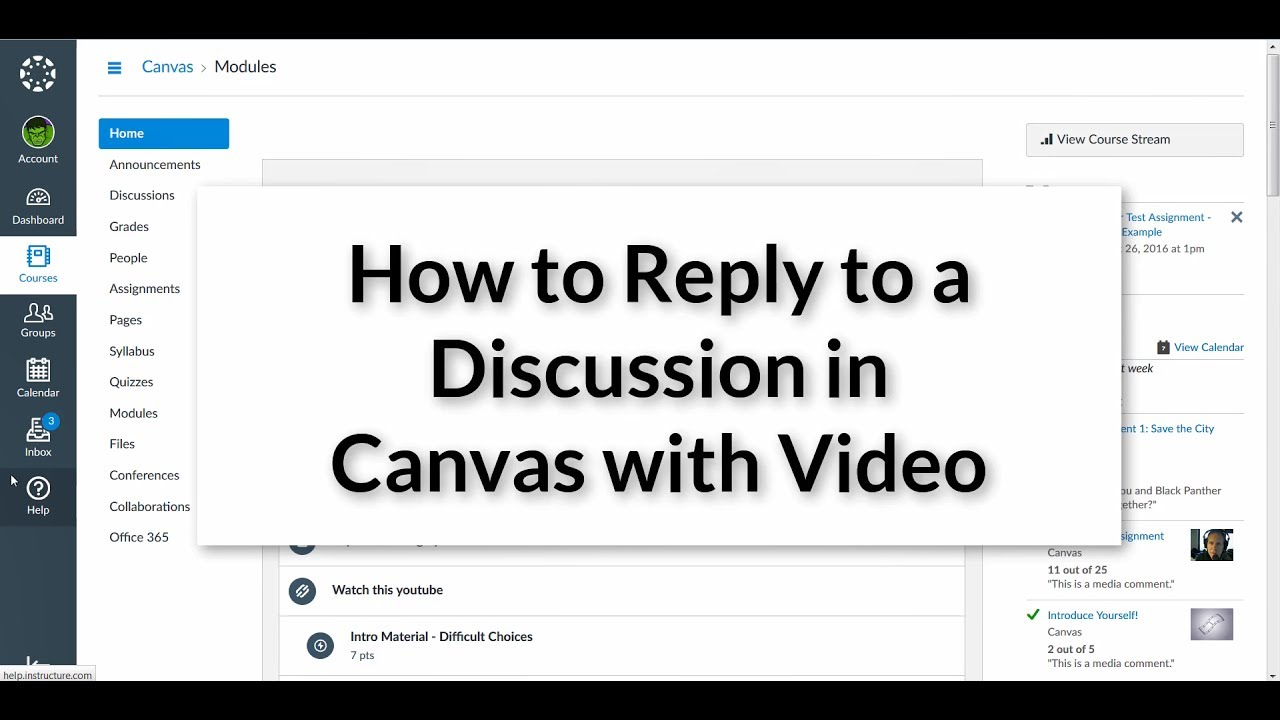 Reply to a discussion post with video in Canvas LMS - tutorial for students