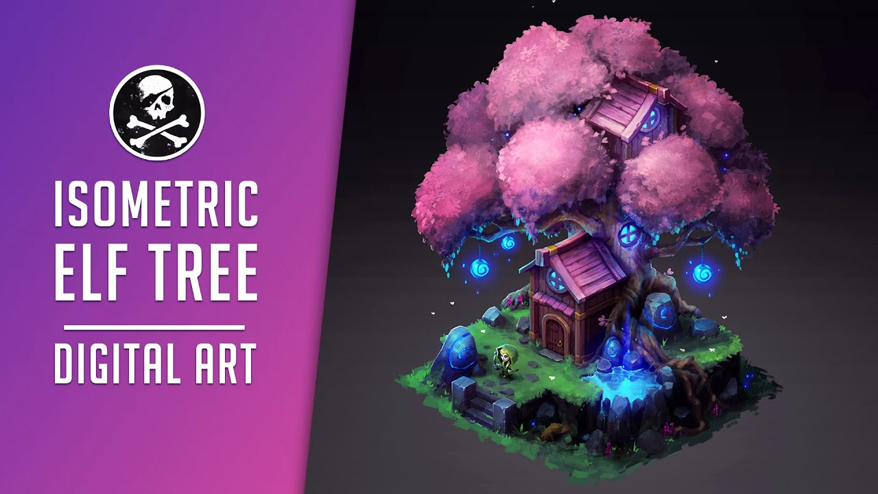 ISOMETRIC ELF TREE in Photoshop! Digital Drawing Process ● Sephiroth Art