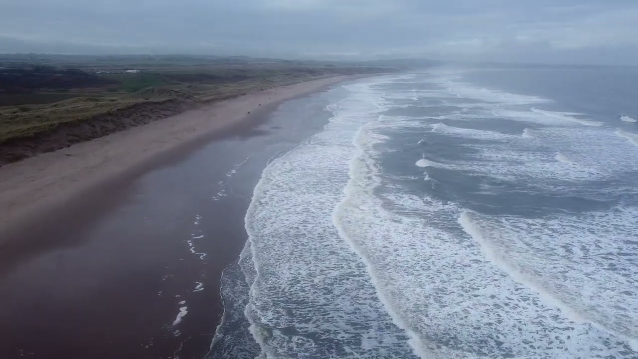 Warkworth Beach, Northumberland, UK Fly by