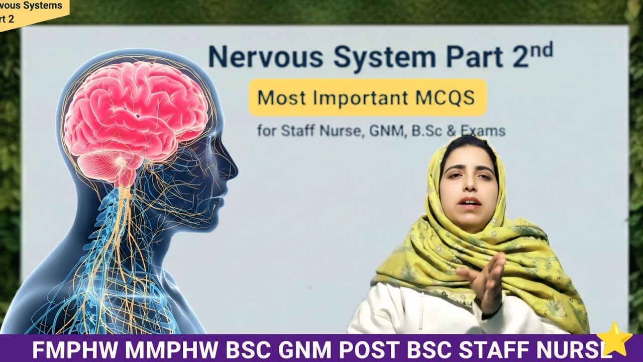 Nervous System Part 2nd: Most Important MCQs for Staff Nurse, GNM, B.Sc & FMPHW/MMPHW Exams video 