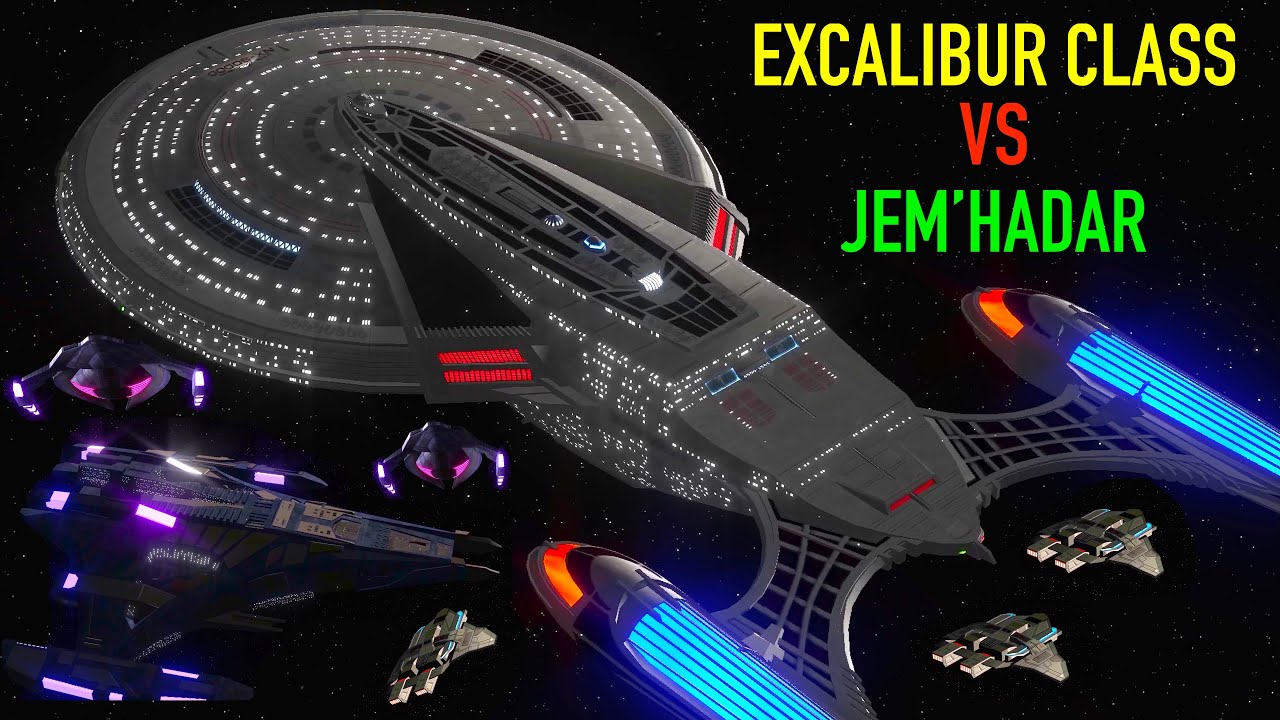 Excalibur Class VS Jem'hadar Battleship + Fighters - Star Trek Starship Battles