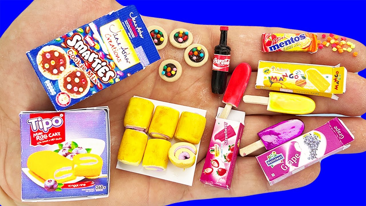 DIY MINIATURE FOOD AND SWEETS, COOKIE, ICE CREAM, JELLY BEAN, SODA, CHEWY CANDIES, CAKE