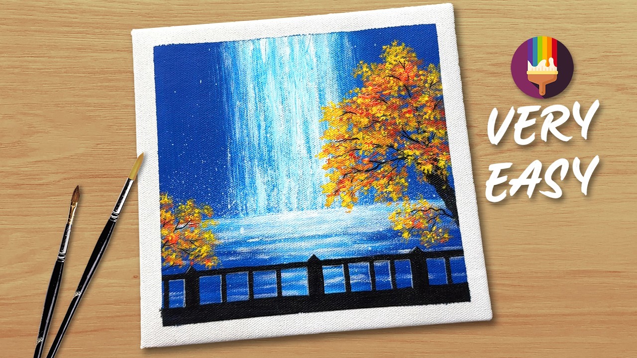 You Can Paint This! Easy Autumn Waterfall Landscape for Beginners
