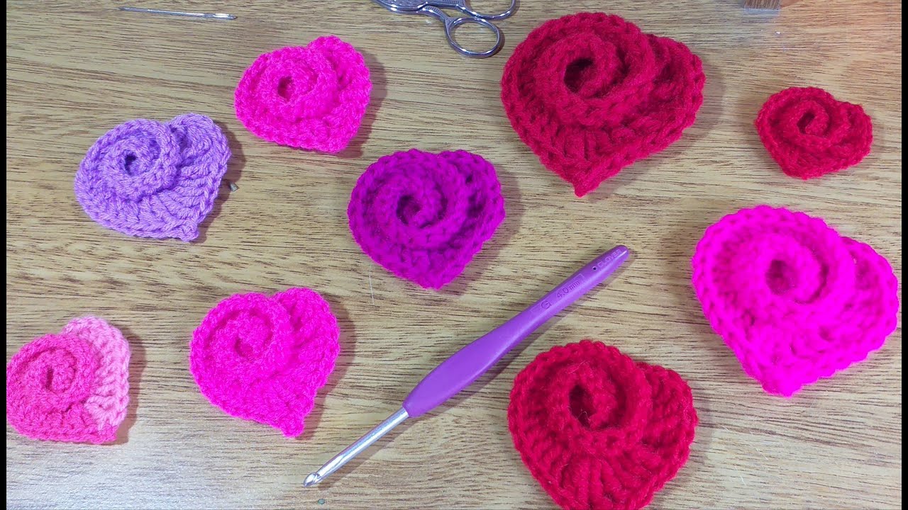 CORAZON ESPIRAL 3D TEJIDO A CROCHET