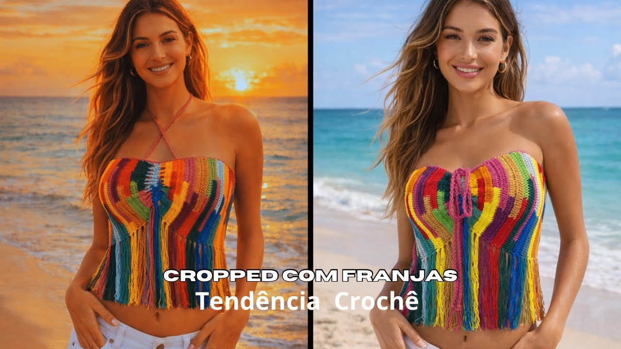 CROPPED COLORIDO COM FRANJAS