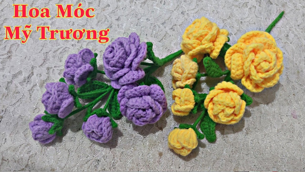 343.lll Hướng Dẫn Móc Hoa Hồng Tỷ Muội.❤️How to crochet a mini rose.🍓Hoa Móc Mỹ Trương