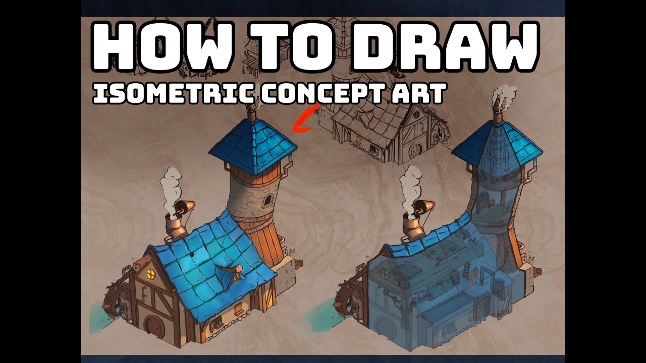 How to draw Isometric concept art | Timelapse Commentary