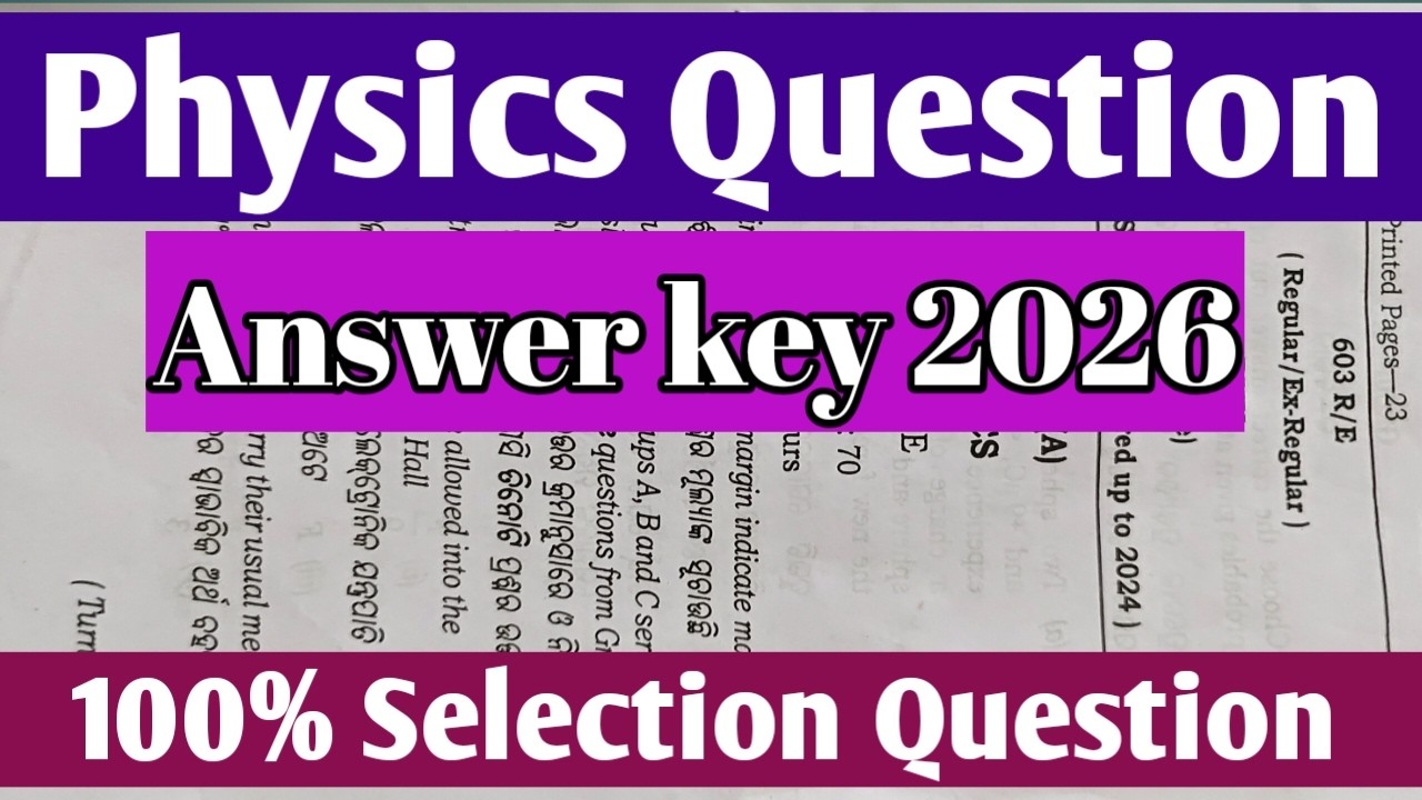+2 Science physics question 2026 answer key ll physics selection question ll +2 exam 2026 chse
