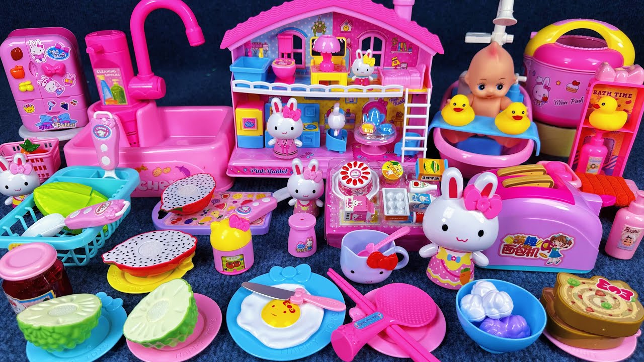 18 Minutes Satisfying with Unboxing Pink Rabbit Dream House Toys Set Review | ASMR