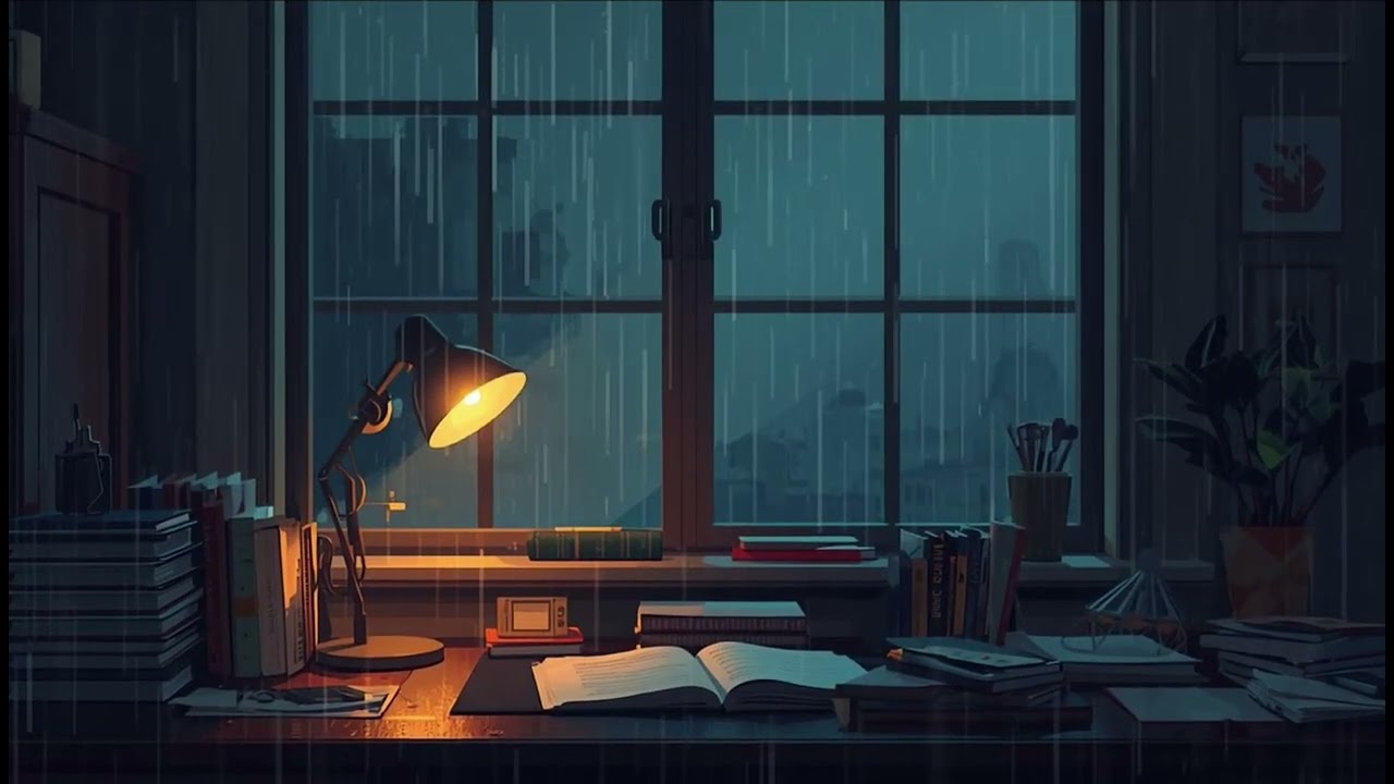 Rainy Night Study Room | Rain Sounds for Deep Focus