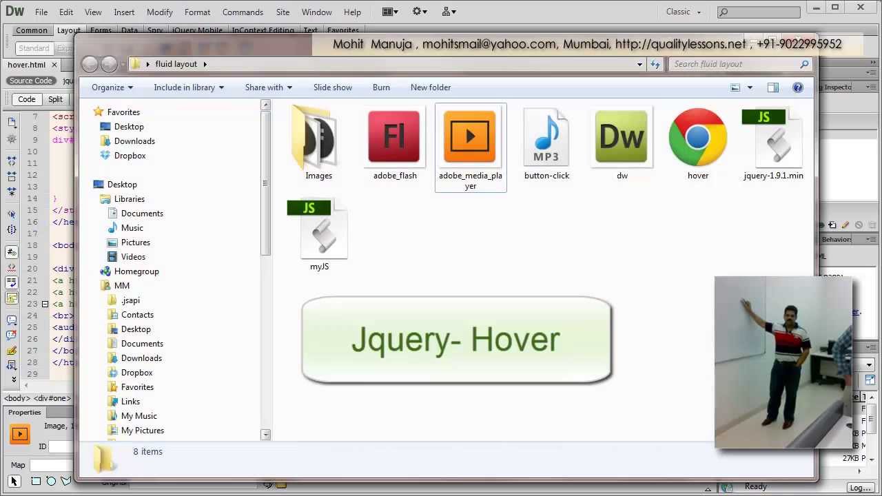 Dreamweaver Tutorial:JQuery Hover Event