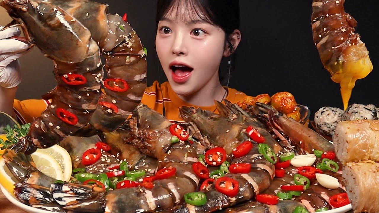 SUB)역대급 크기! 오독탱글 킹블랙타이거간장새우 먹방🦐 묵은지말이 주먹밥까지 꿀조합 리얼사운드 Soy Sauce Marinated Shrimp Mukbang Asmr