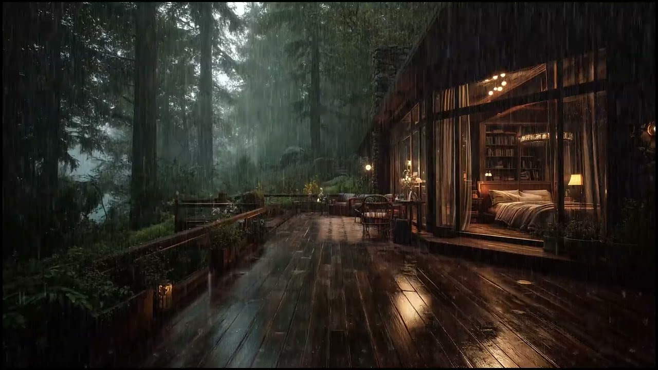 Soft Night Rain in the Deep Forest Cabin 🌲 | Relax & Fall Asleep Fast