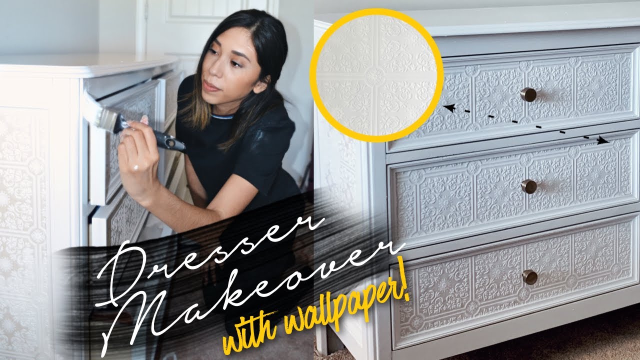 DIY Vintage Dresser Makeover // Pre-pasted Wallpaper Hack