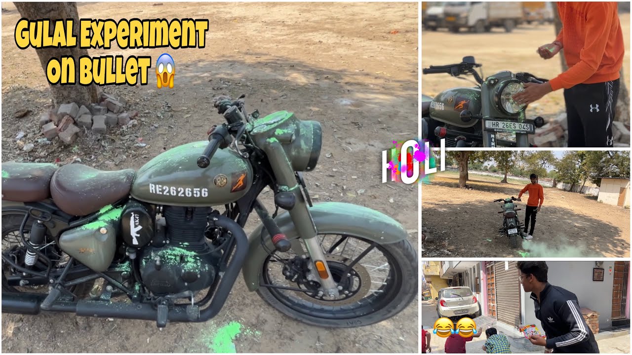 Gulal Experiment On Bullet Classic 350 😱ll Short Bottle Silencer 💨 l Vlog-89