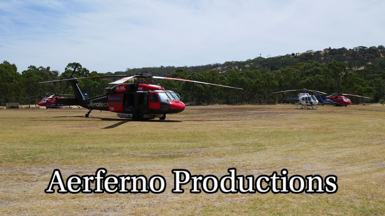 HELITAK 516, 518 and 519 Departing from Yankalilla oval, heading to the Deep Creek fire 08-02-26