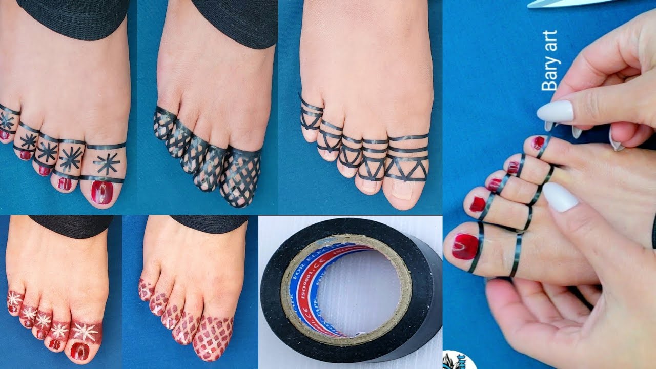مجموعه تصاميم حنه شرائط للأصابع للأرجل النتيجه قمه بلروعه👌Sudanese henna strips for fingers and toes