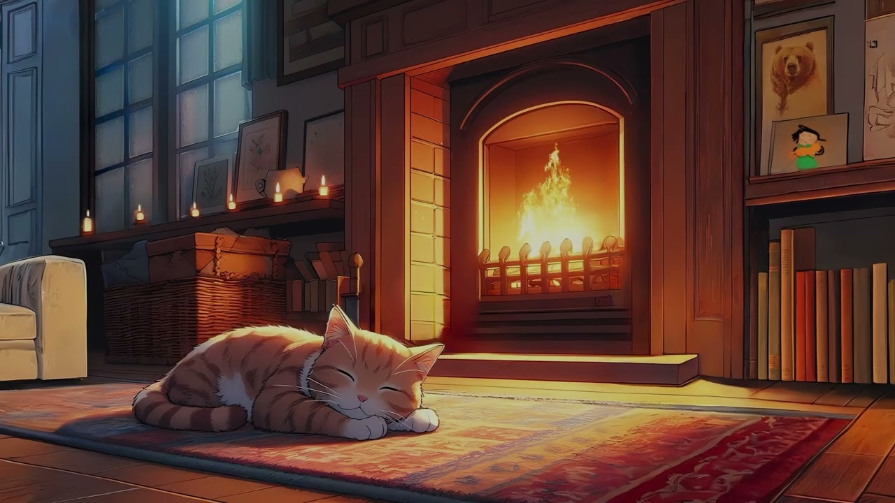 relax + slow your mind | 60 bpm for deep sleep + stress relief | light fireplace asmr
