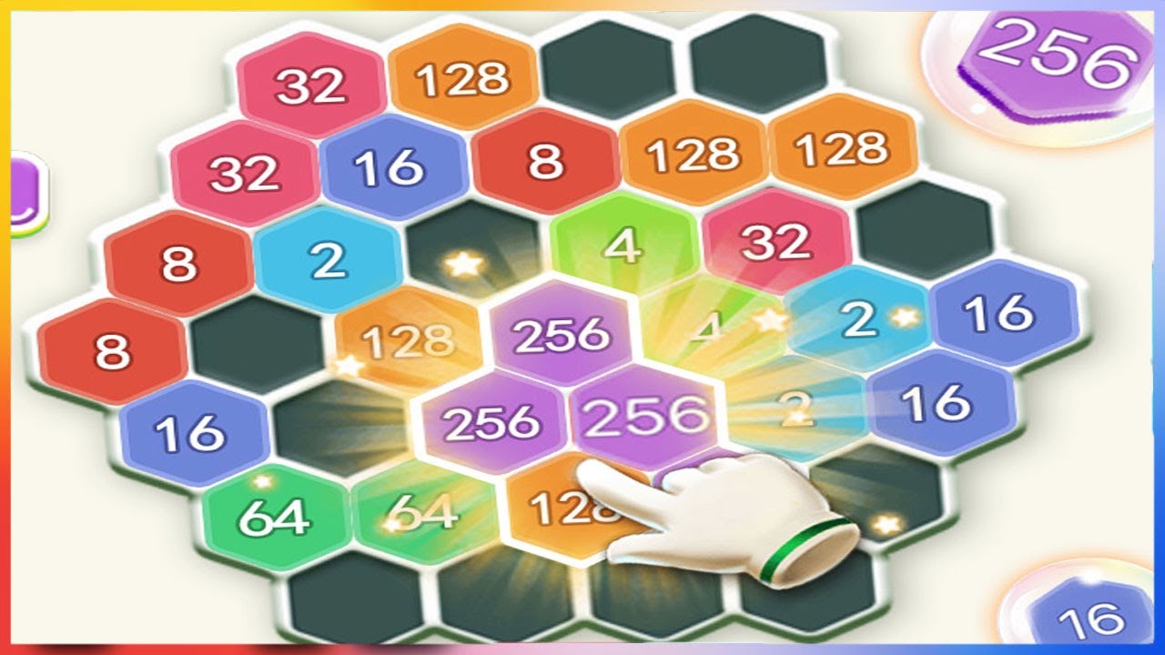 HexPop: Merge number to 2048, Free Puzzle Games - Gameplay Walkthrough
