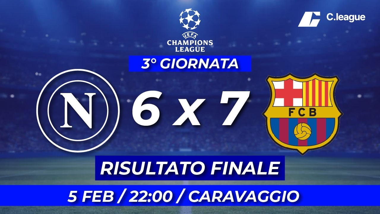NAPOLI 6 - 7 BARCELLONA | RISULTATO FINALE