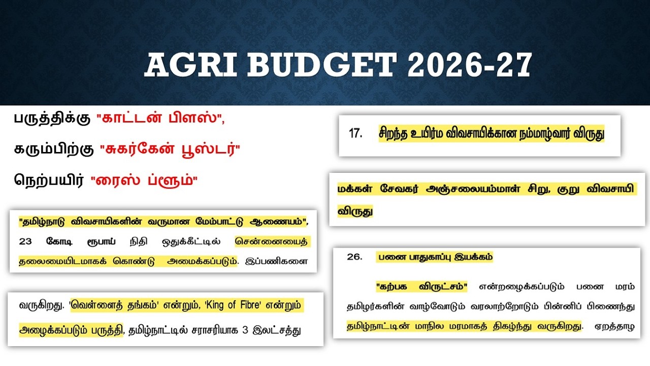 TN AGRI BUDGET 2026-27
