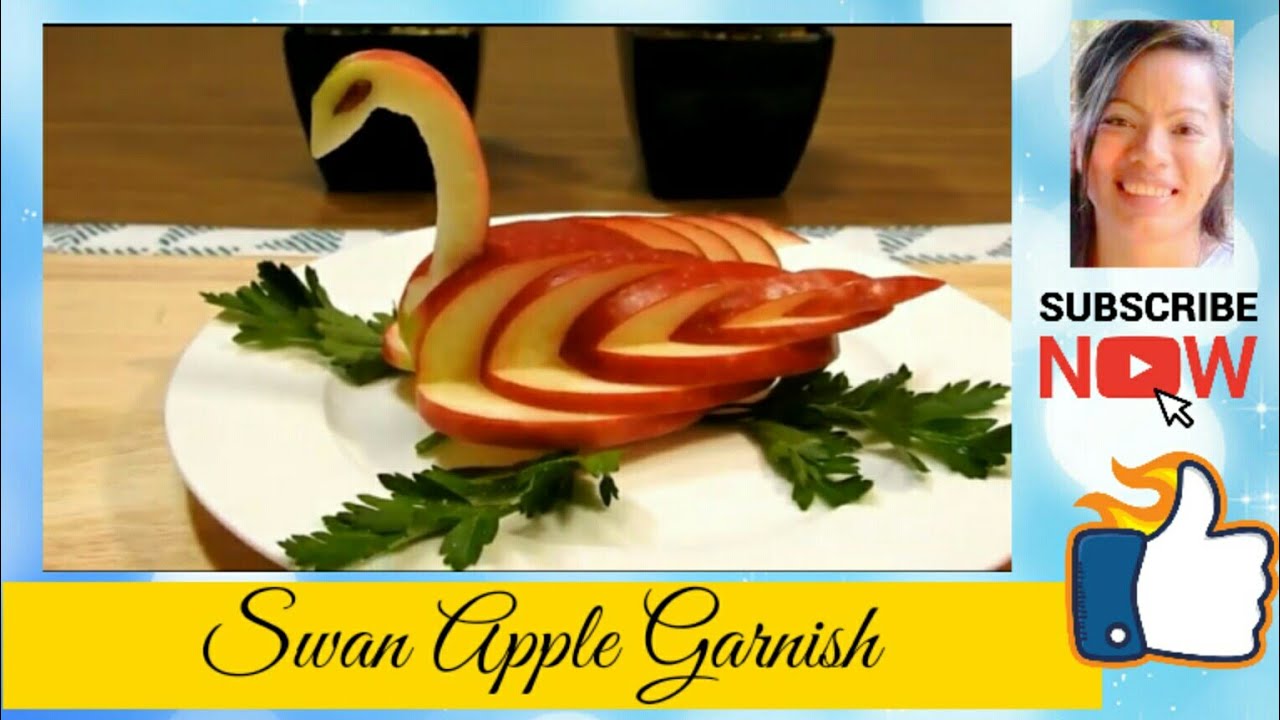 How to make Swan Apple Garnish | 天鹅苹果装饰 | Contorno di mele di cigno