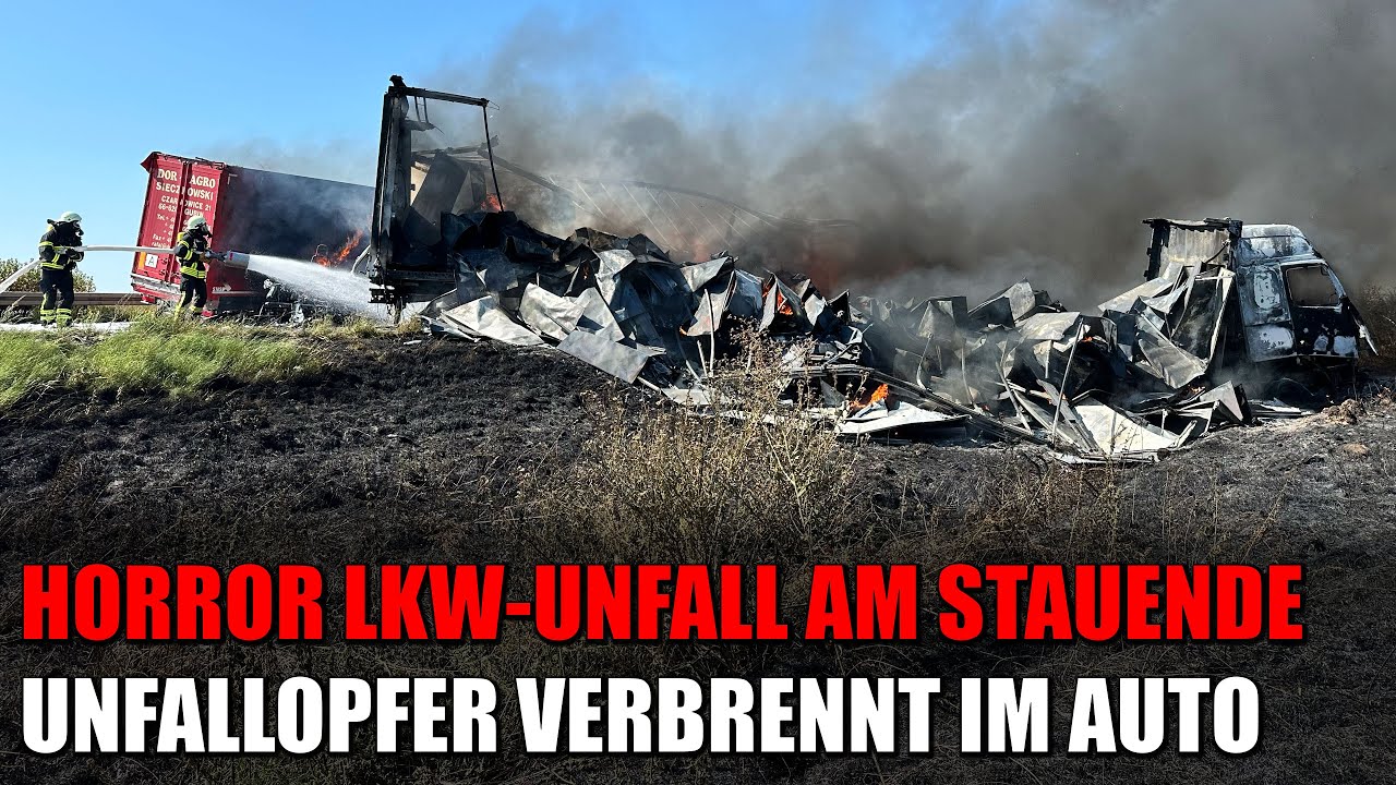 Horror LKW-Unfall am Stauende auf der A2 bei Börde: Unfallopfer verbrennt im Fahrzeug | 13.08.2024