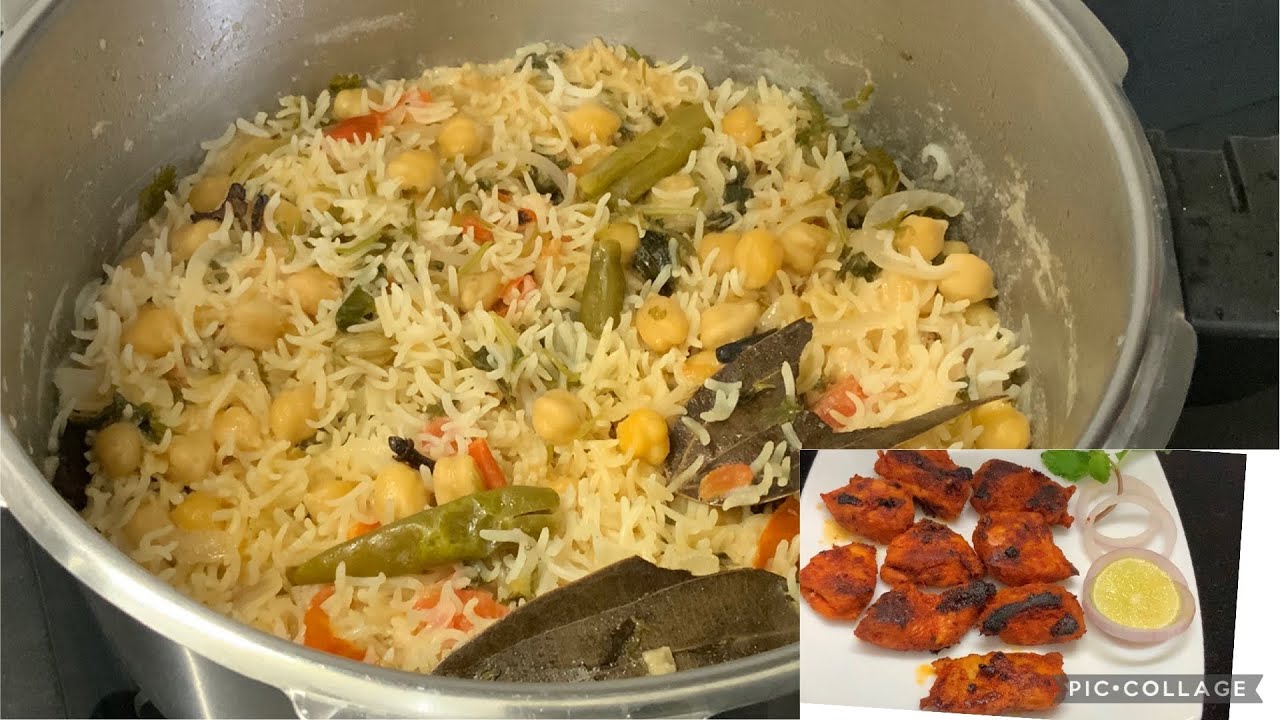 கொண்டைகடலை சாதம், சிக்கன் டிக்கா 😋👌Easy lunch combo recipes /channa pulao, homestyle chicken tikka