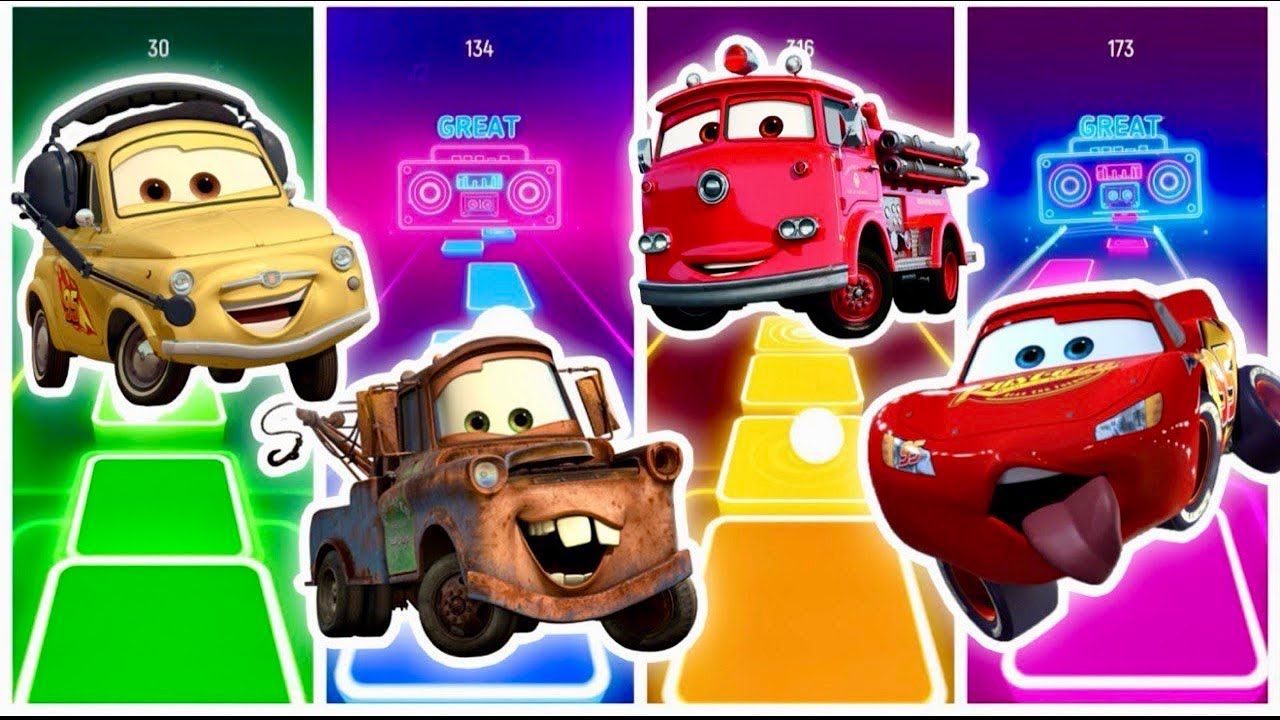⚡😱Lightning Mcqueen Eater spider Cars in Tiles Hop🎶