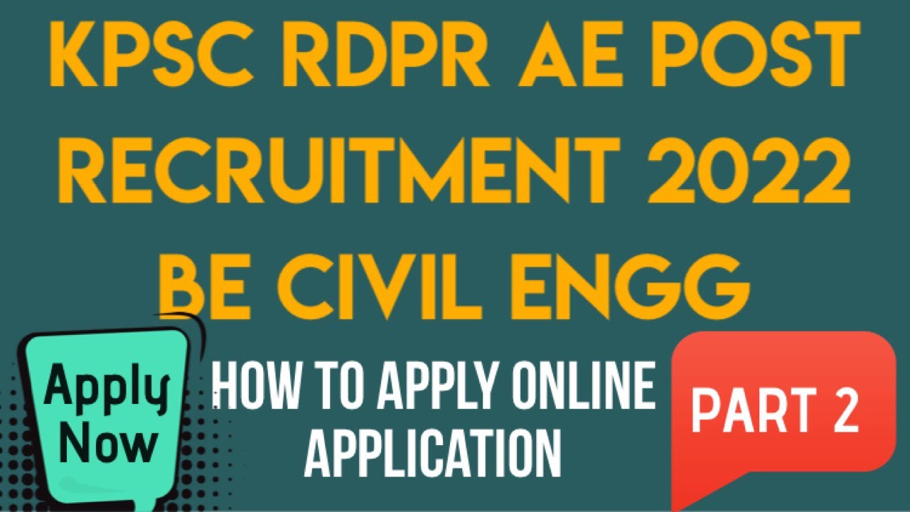 HOW TO APPLY ONLINE APPLICATION KPSC RDPR AE POST
