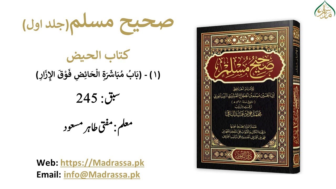 صحیح مسلم سبق 245 (۱ - بَابُ مُبَاشَرَةِ الْحَائِضِ فَوْقَ الإِزَارِ)