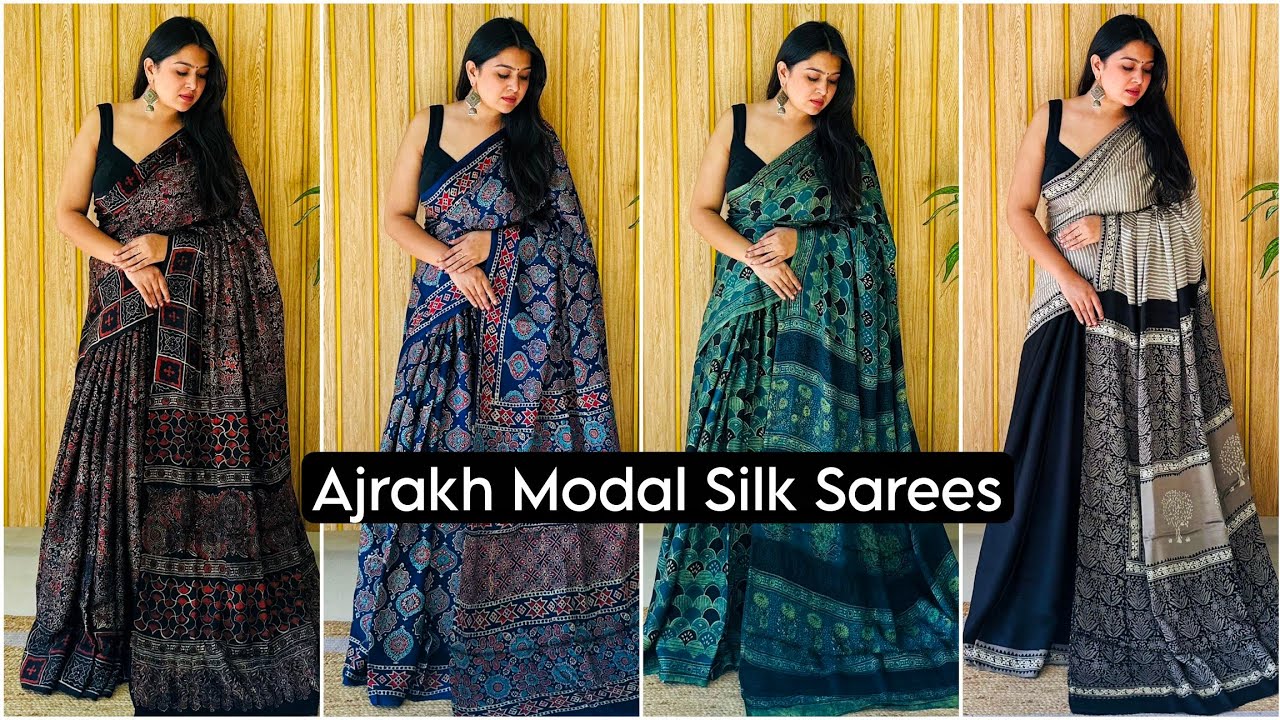 Modal Silk Saree Ajrakh Print | Pure Silk Sarees Online #shopnow #modalsilk #sareestyle