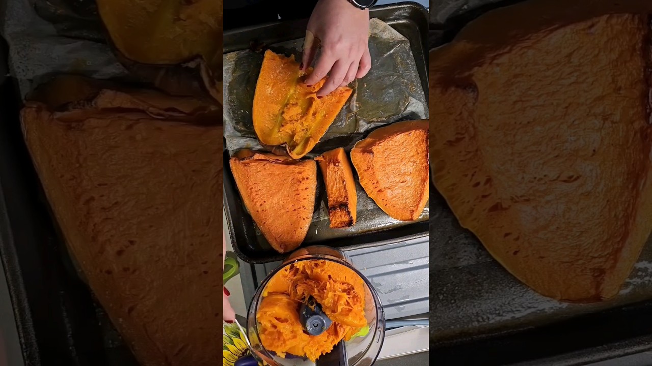 Come congelare la zucca in poco spazio...In forno a 200&deg;C per 2 ore...Pronta all'uso!!! 😃🎃 💯