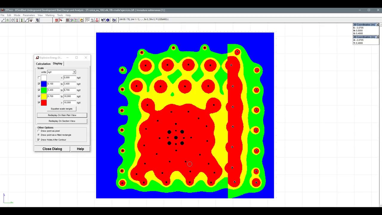 Simulaci&oacute;n y an&aacute;lisis de Energ&iacute;a JkSimblast - 2DFace