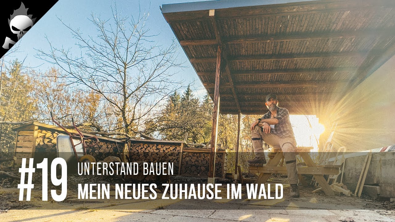 #19 Ich baue einen HOLZUNTERSTAND mit RINDENVERBLENDUNG ⛺️ Mein neues ZUHAUSE im WALD [2024]