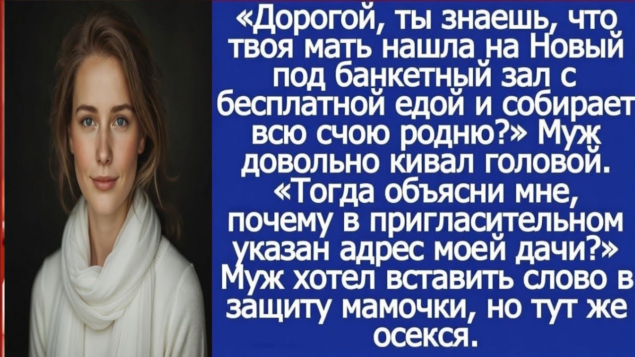 Дорогой, объясни мне, почему в пригласительном на банкет твоей мамы указан адрес моей дачи.