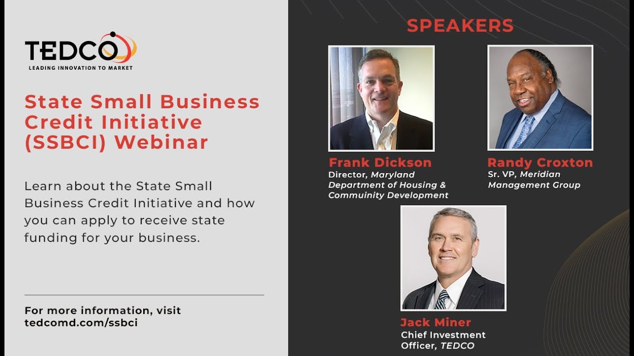 Maryland State Small Business Credit Initiative (SSBCI) Webinar