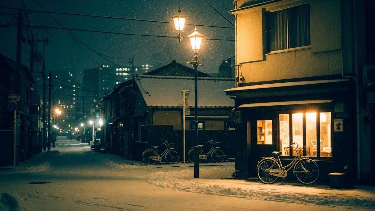 Peaceful Winter Night Cafe ❄️ Lofi Hip Hop ☕ Cozy Snowy Evening Beats for Study & Relax