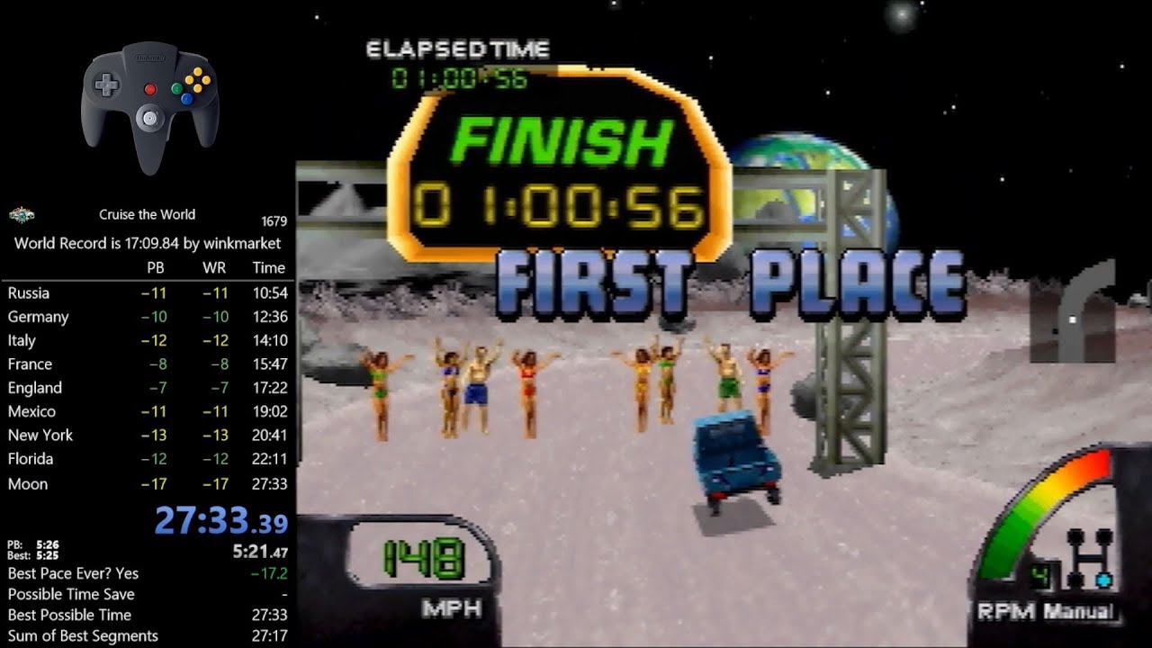 Cruis'n World Cruise the World Speedrun in 17:03.370 IGT [Former World Record]