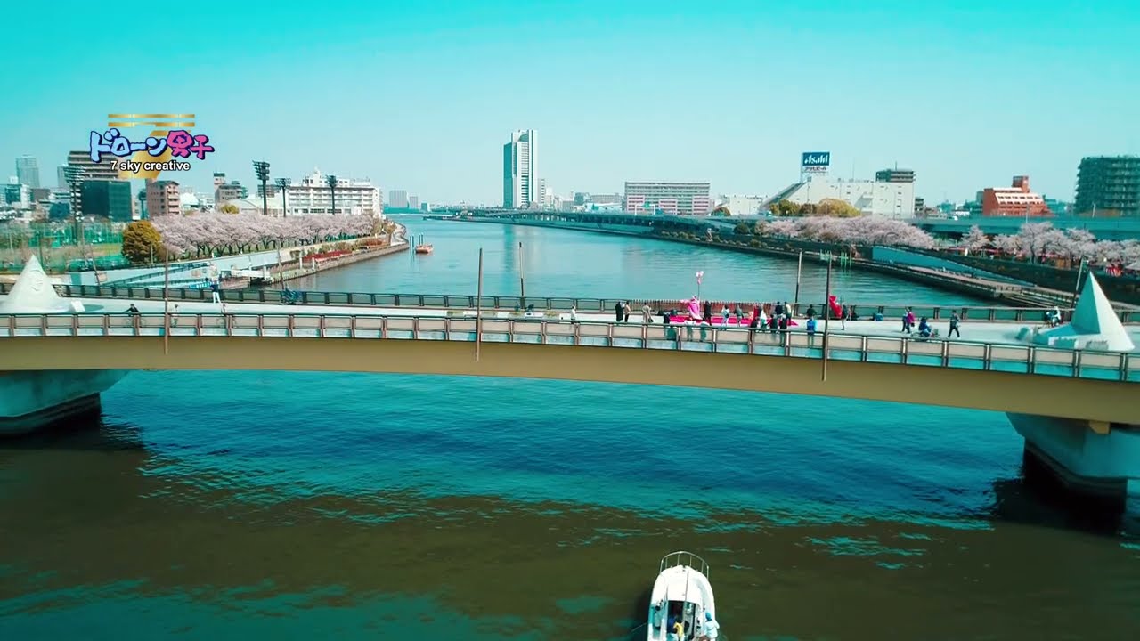 TOKYO「隅田川の桜橋」ドローン男子空撮