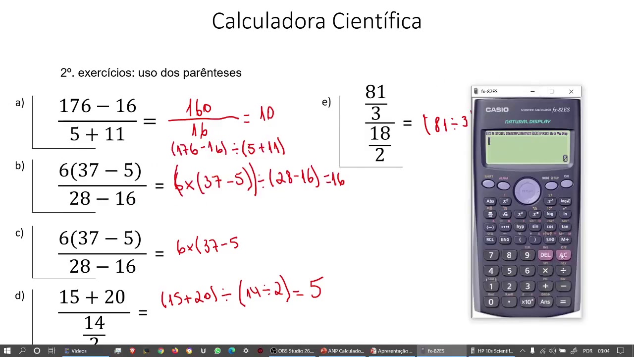 Calculadora   Parte 2   Conhecendo a sua Calculadora Científica - Uso dos Parênteses