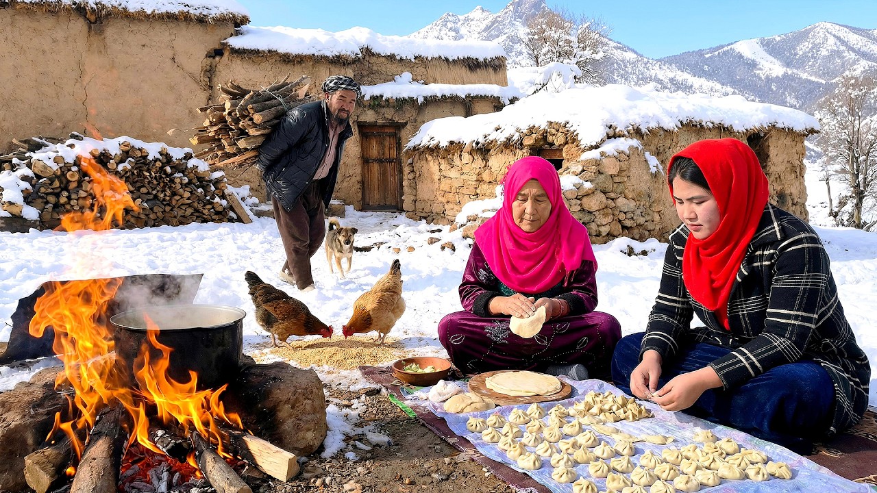 Cooking Traditional Afghan Food in Harsh Winter | Real Village Life & Family Survival