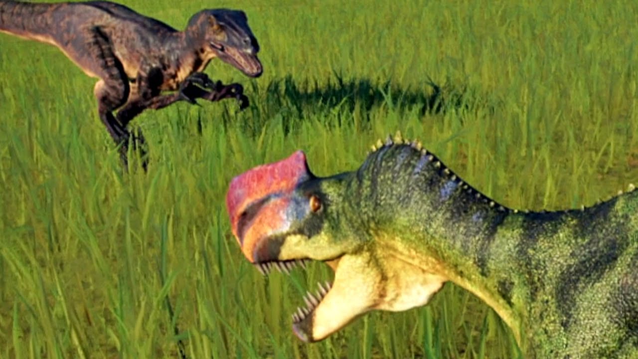 Monolophosaurus Vs Velociraptor #jurassicpark dinosaurs #asmr  fighting
