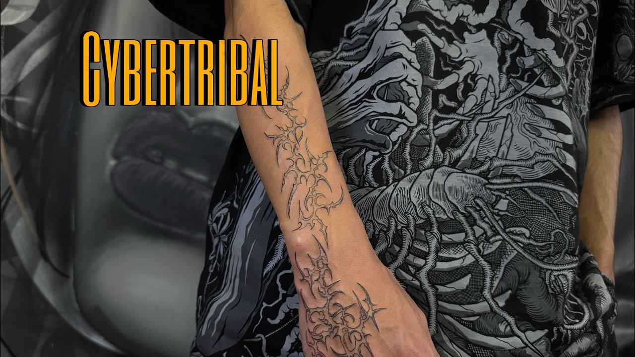 COMO FAZER uma TATUAGEM de CYBERTRIBAL ✨ #tattoo #tatuagem #tattooartist #tattooideas #cybertribal