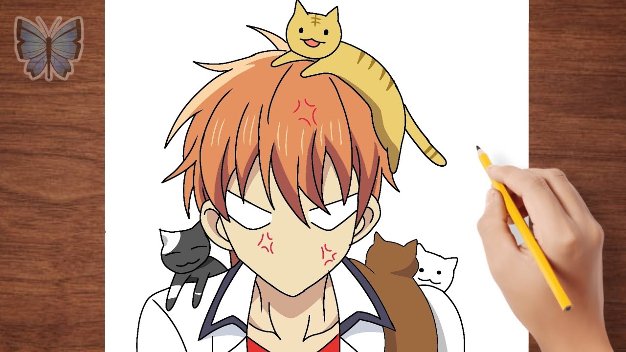 How to Draw Funny Kyo Sohma from Fruit Basket With Simple Steps Easy Drawing