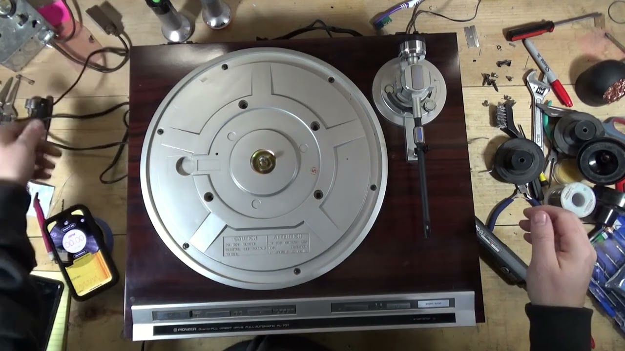 Ремонт проигрывателя винила Pioneer PL 707. Часть 3. Обслуживание шпинделя, регулировка скорости ...